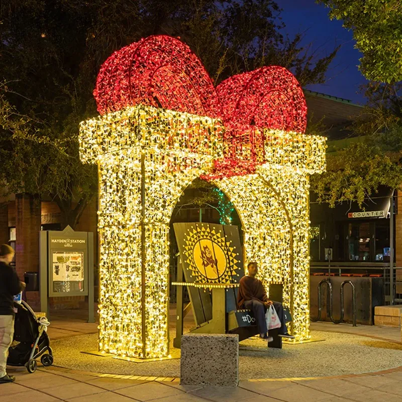 Outdoor Light up Custom Hotel Garden Led Theme Park giftbox New Year's Day Christmas giftbox  Decorations Motif Lights