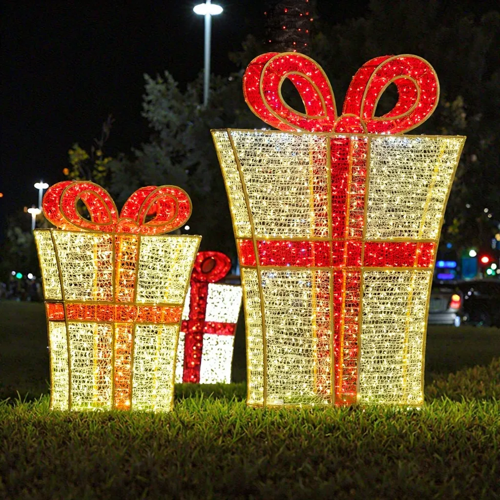Outdoor Light up Custom Hotel Garden Led Theme Park giftbox New Year's Day Christmas giftbox  Decora