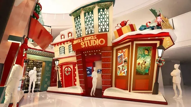 Premium Brand Activation Holiday Kiosk – Modular Heavy-Duty Roman Pillar Festive Courtyard for High-End Commercial Property