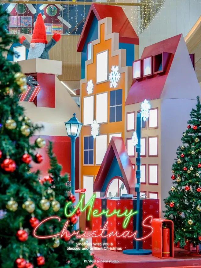 Commercial Mall Experiential Christmas Village – Modular Holiday Coffee Bar & Lounge Set with Ve