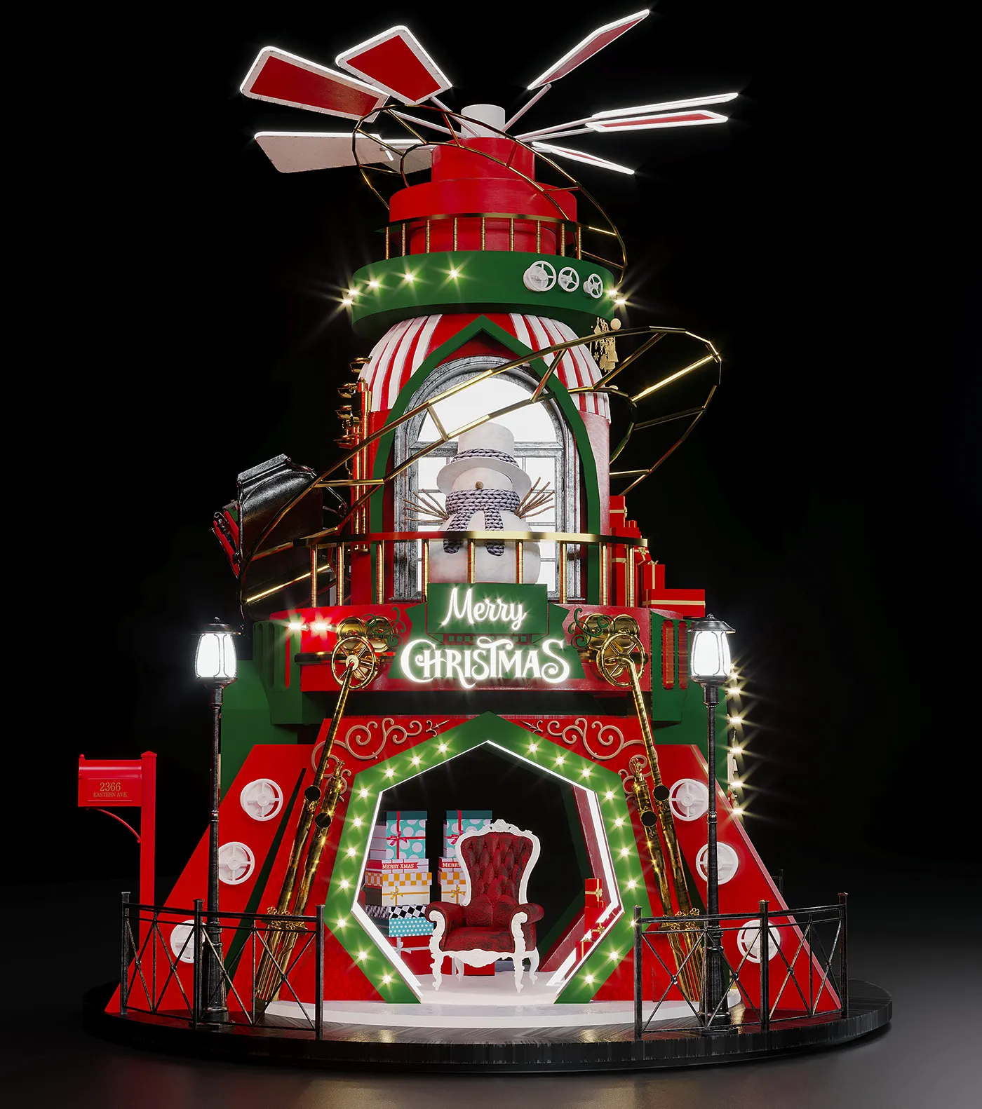 Interactive Pop-Art Commercial Display Set – Giant Customized Fashion Figurine Stage with LED Neon Playing Cards & Gamified Photo-Op Base