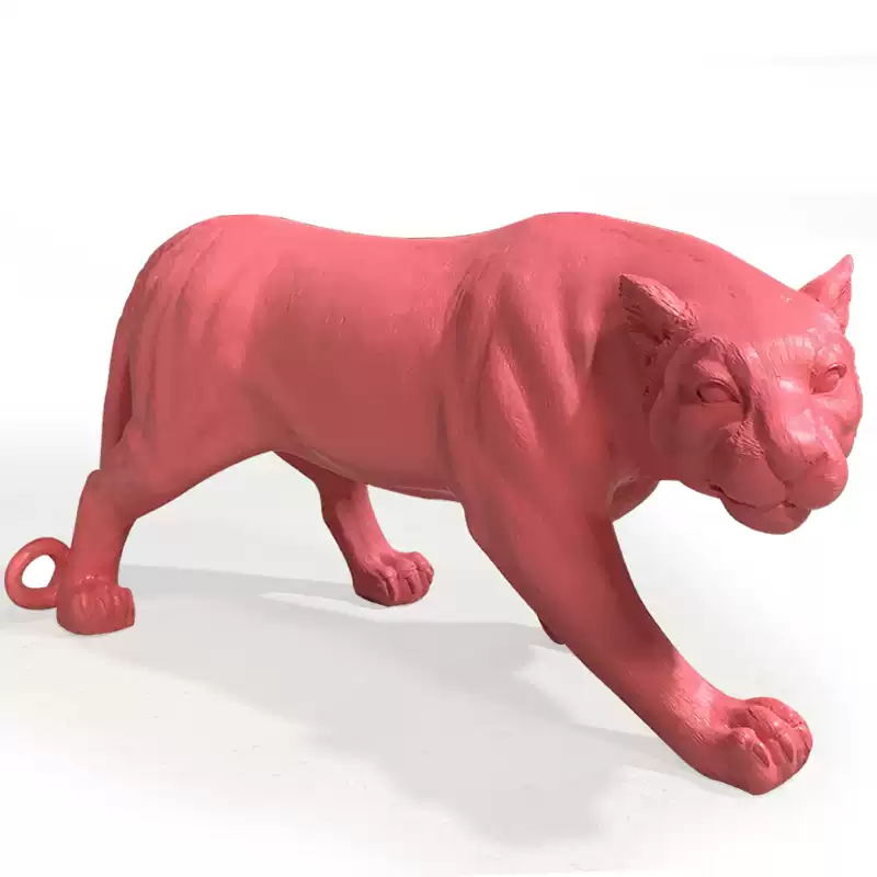 " Prowling Panther " Modern Afro-Chic Fusion Fiberglass Big Cat Statue for Luxury Safari Interior Decor & Eclectic Lounges