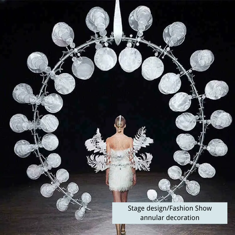 Modern Kinetic Annular Stage Decoration - Mechanical Circle Art Installation for Fashion Shows, Catw