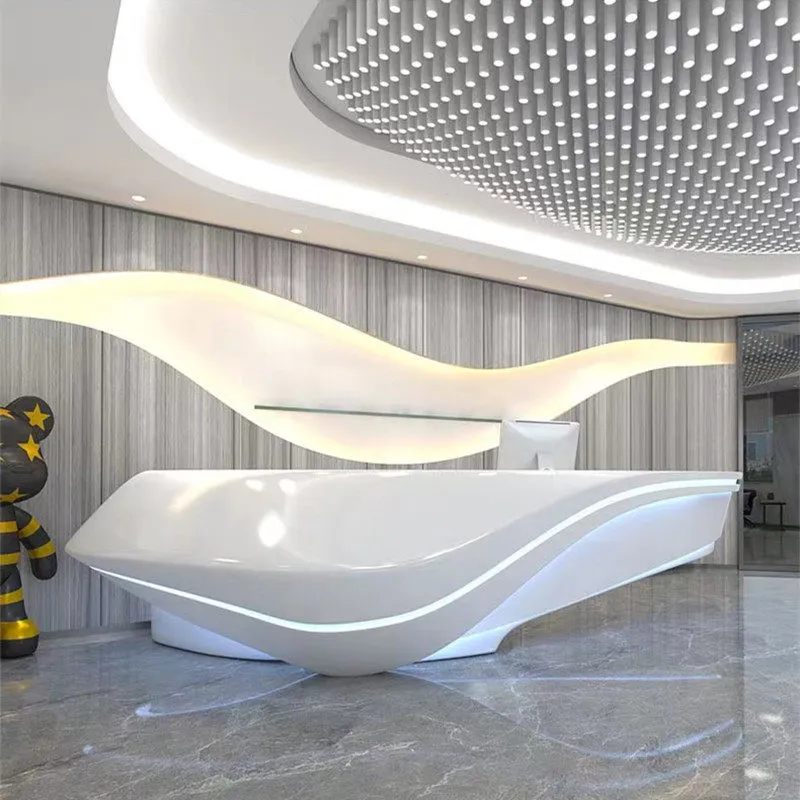 Irregular-shaped fiberglass reinforced plastic, KNJ painted front desk, company executive hall, rece