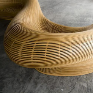 Avant-Garde Fluid Biophilic Curved liner Art Installation Bench