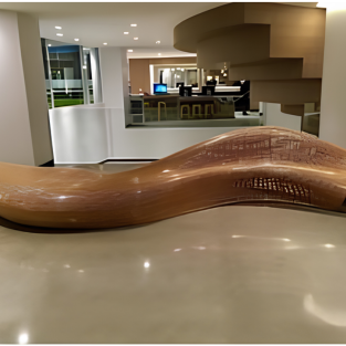 Avant-Garde Fluid Biophilic Curved liner Art Installation Bench