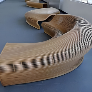 Avant-Garde Fluid Biophilic Curved liner Art Installation Bench