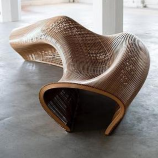 Avant-Garde Fluid Biophilic Curved liner Art Installation Bench