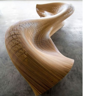 Avant-Garde Fluid Biophilic Curved liner Art Installation Bench