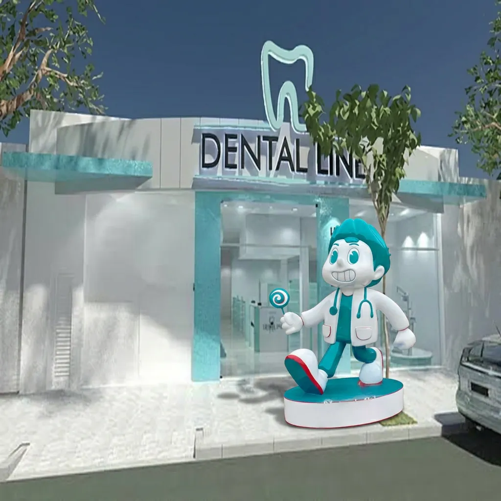 A custom-made smiling statue to embody the smiling service of the medical clinic, closer custom rela
