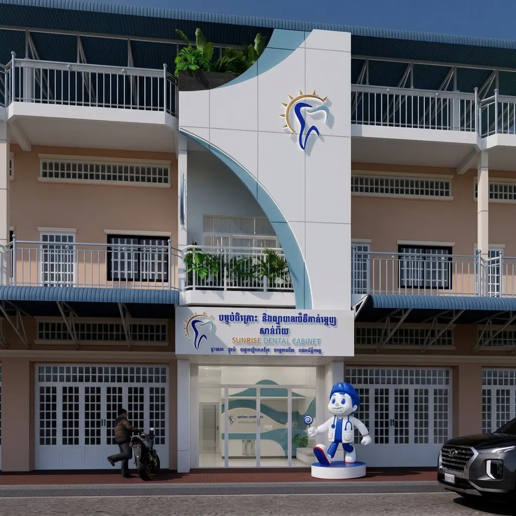 A custom-made smiling statue to embody the smiling service of the medical clinic, closer custom relatioship