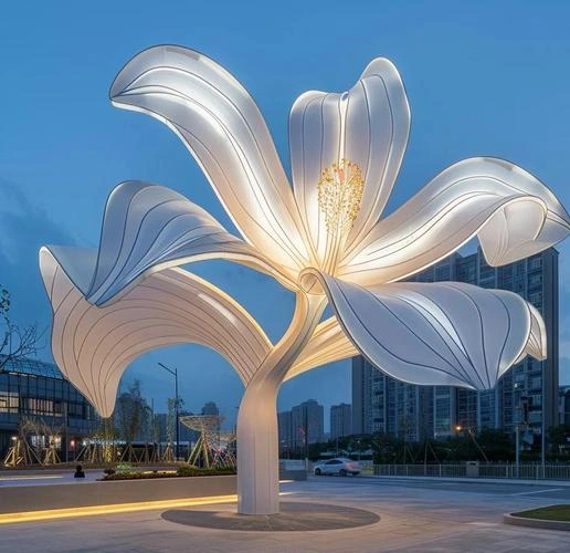 Giant Waterproof LED Flower Plaza Sculpture