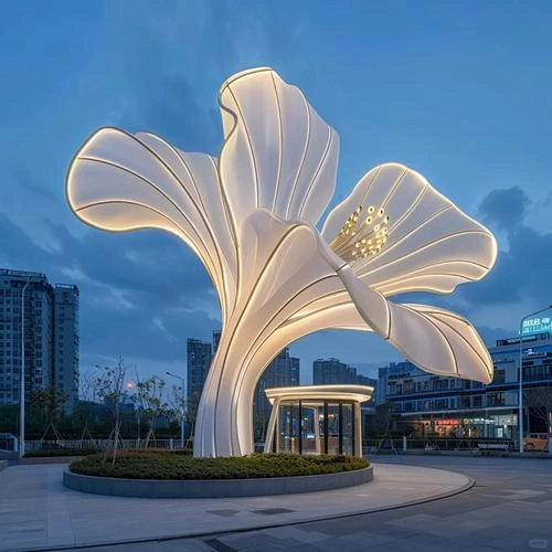 Giant Waterproof LED Flower Plaza Sculpture
