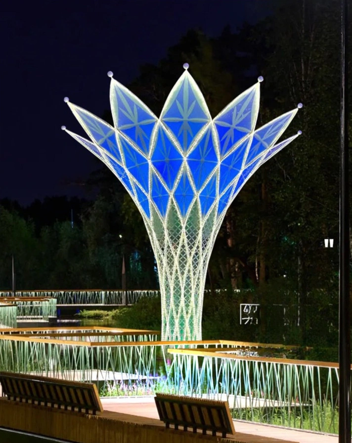 Dynamic RGB LED Light Tree Plaza Sculpture