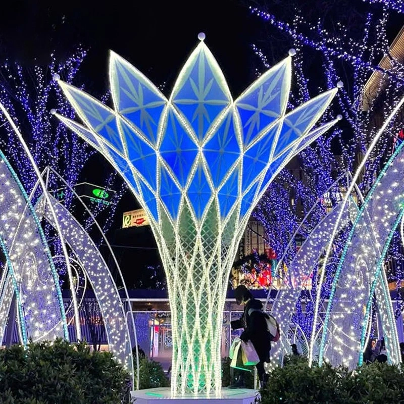Dynamic RGB LED Light Tree Plaza Sculpture