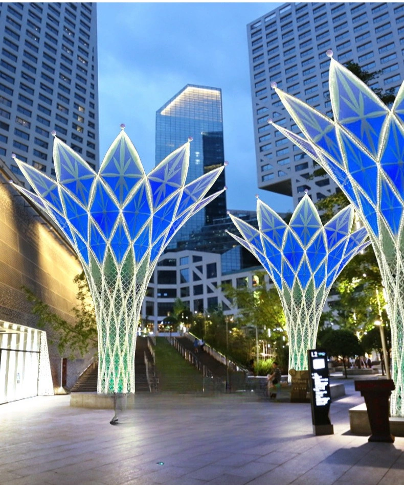 Dynamic RGB LED Light Tree Plaza Sculpture