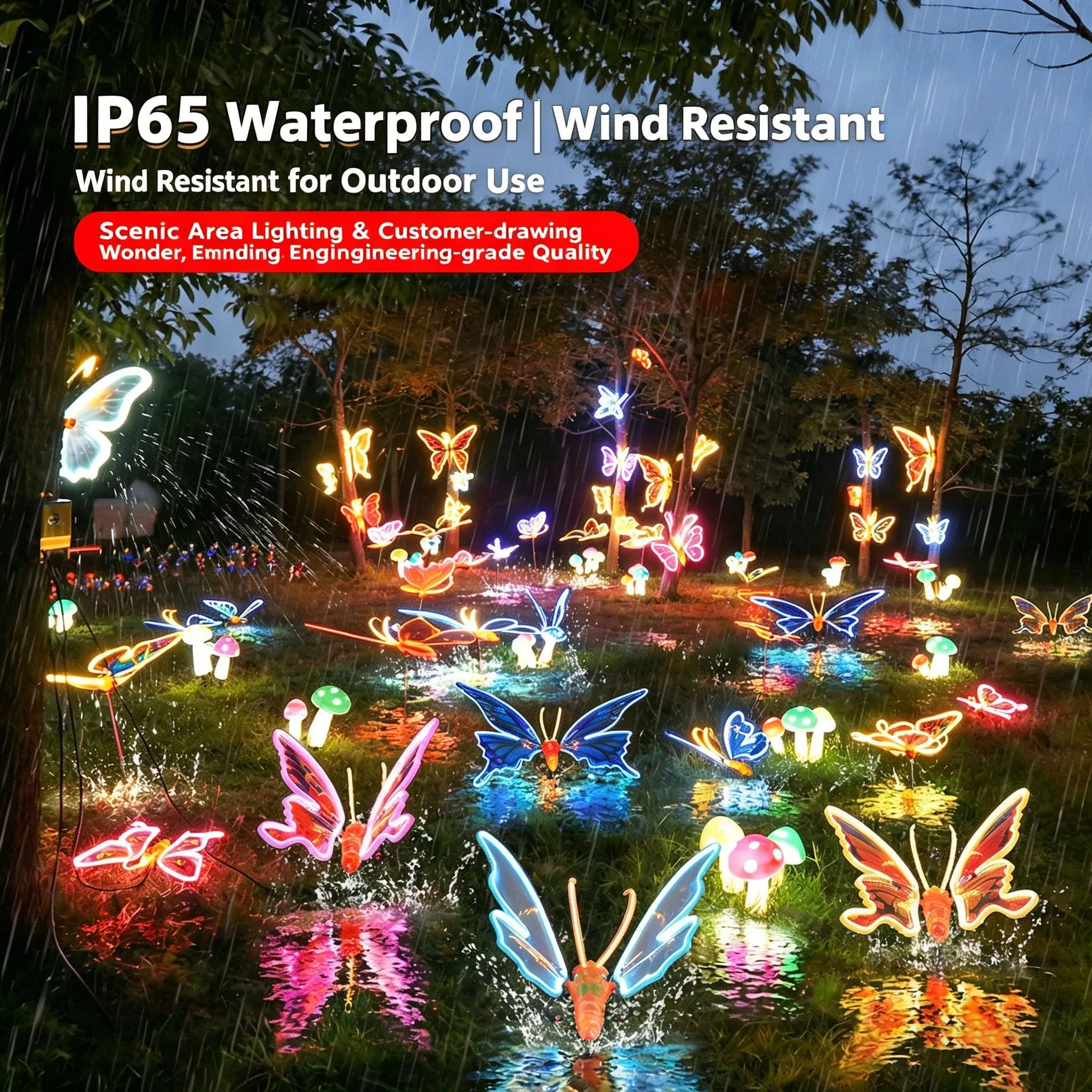 Butterfly Fairyland Theme Outdoor Led Tree Light Decor