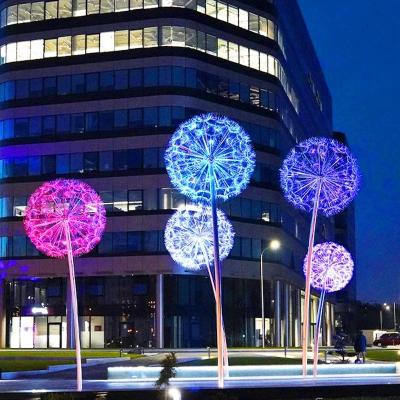 LED Simulation Dandelion Outdoor Fiber Optic RGB Landscape Lights 