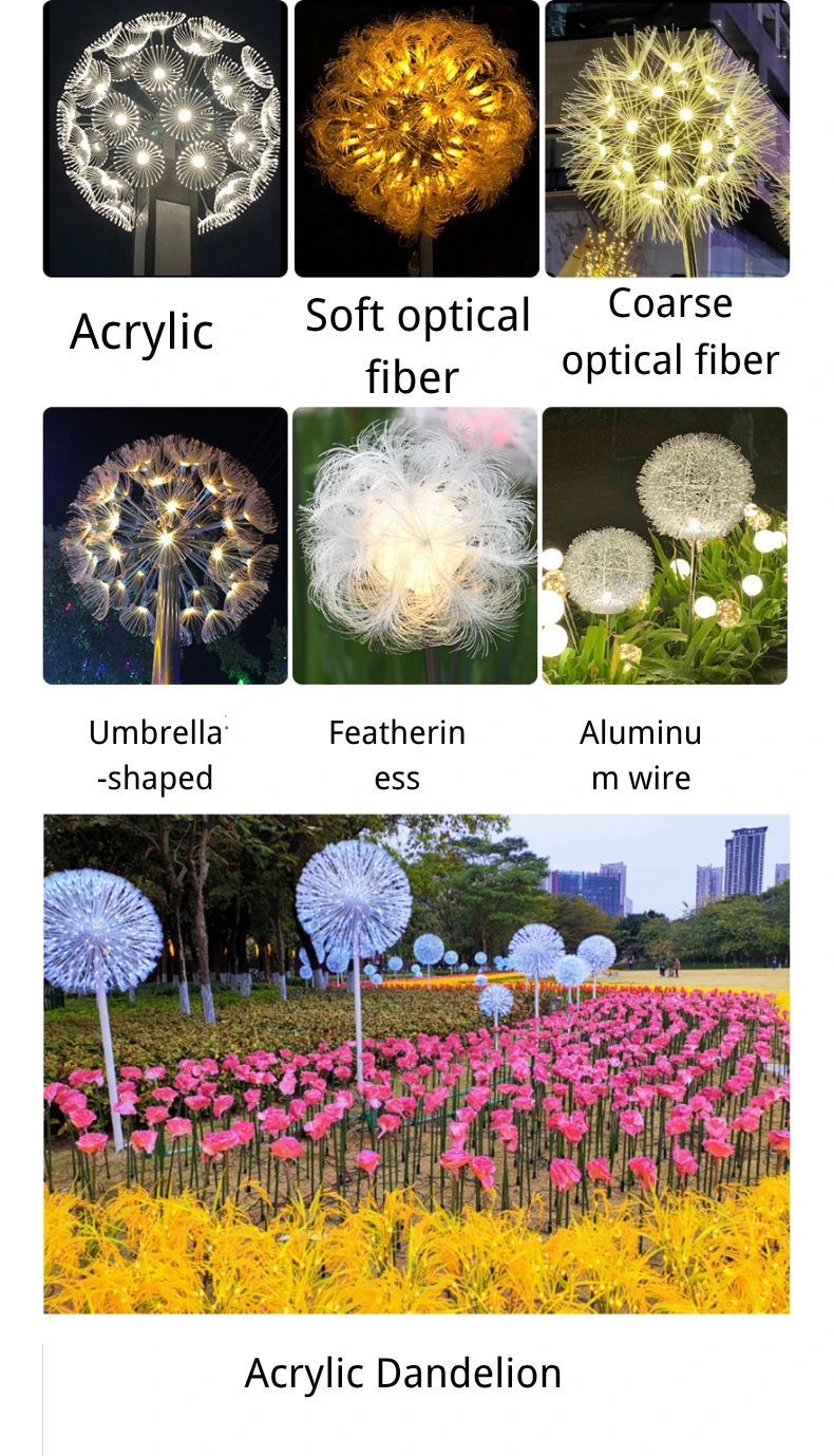72 LED Simulation Dandelion Outdoor Fiber Optic RGB Landscape Lights  (15).webp