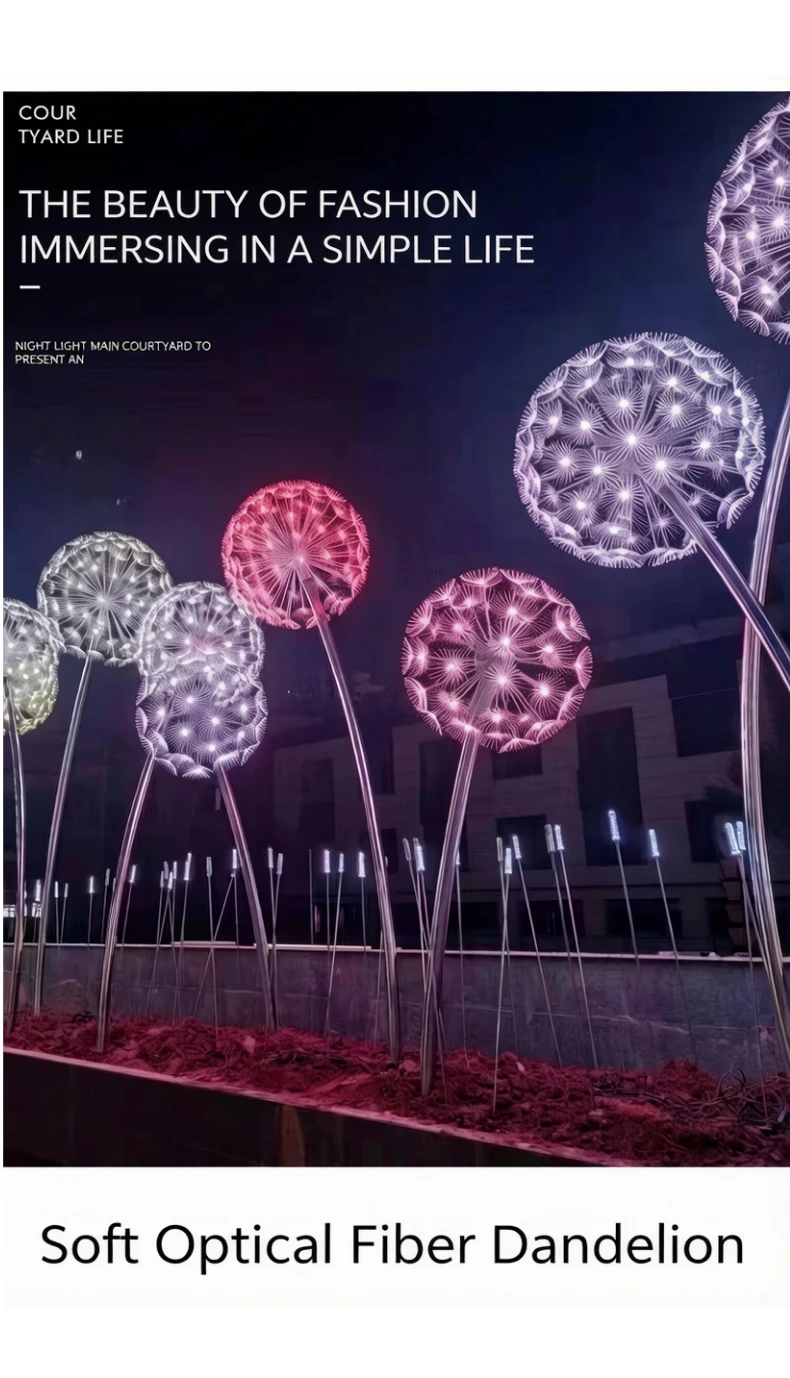 72 LED Simulation Dandelion Outdoor Fiber Optic RGB Landscape Lights  (16).webp