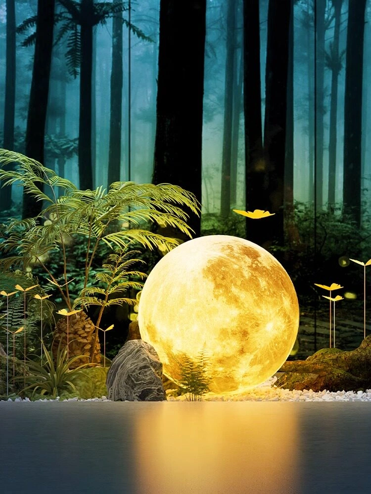 Solar & Plug-in Outdoor Moon Sphere Globe Light Decor