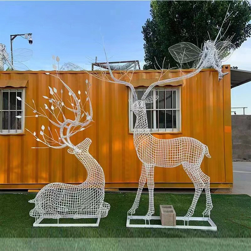 LED Lighted Wrought Iron Reindeer Outdoor Sculpture