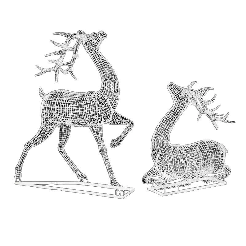 LED Lighted Wrought Iron Reindeer Outdoor Sculpture