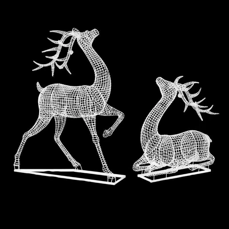 LED Lighted Wrought Iron Reindeer Outdoor Sculpture