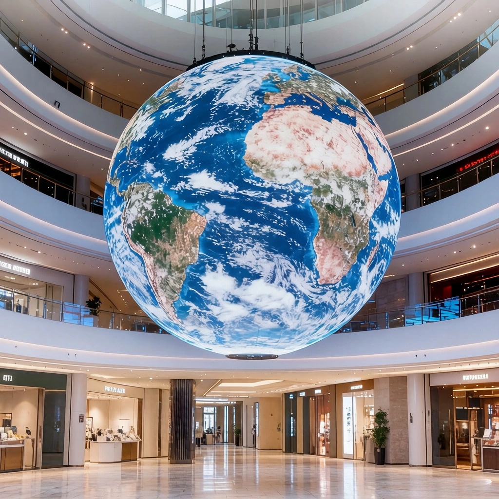 Full-Color HD LED Spherical Screen – In-Stock Custom LED Sphere Display for Shopping Malls