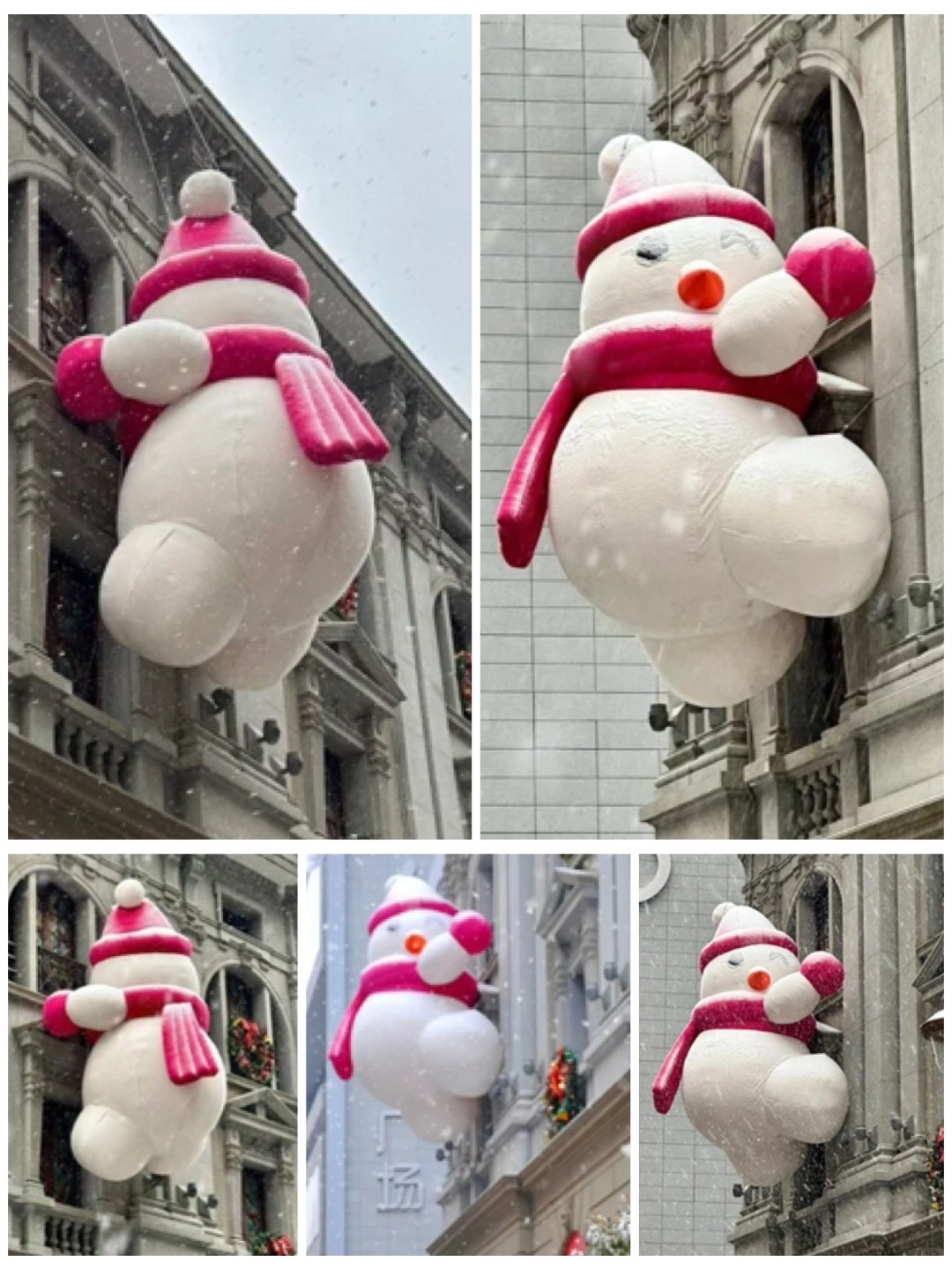 Giant Fiberglass Snowman Sculpture with Play Slide for Mall Decor