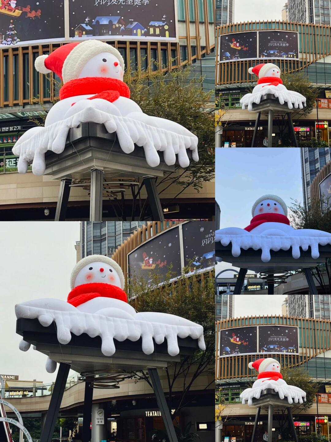 Giant Fiberglass Snowman Sculpture with Play Slide for Mall Decor