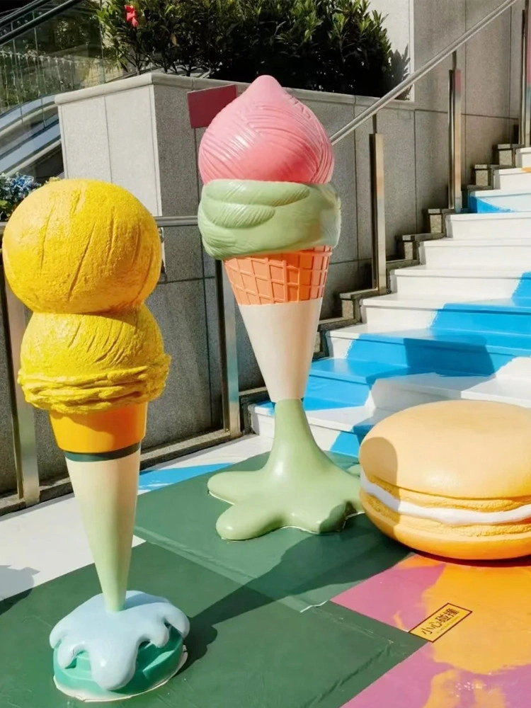 Large Fiberglass Ice Cream Sculpture for Plaza Decoration, Retail Display,and Commercial Art Install