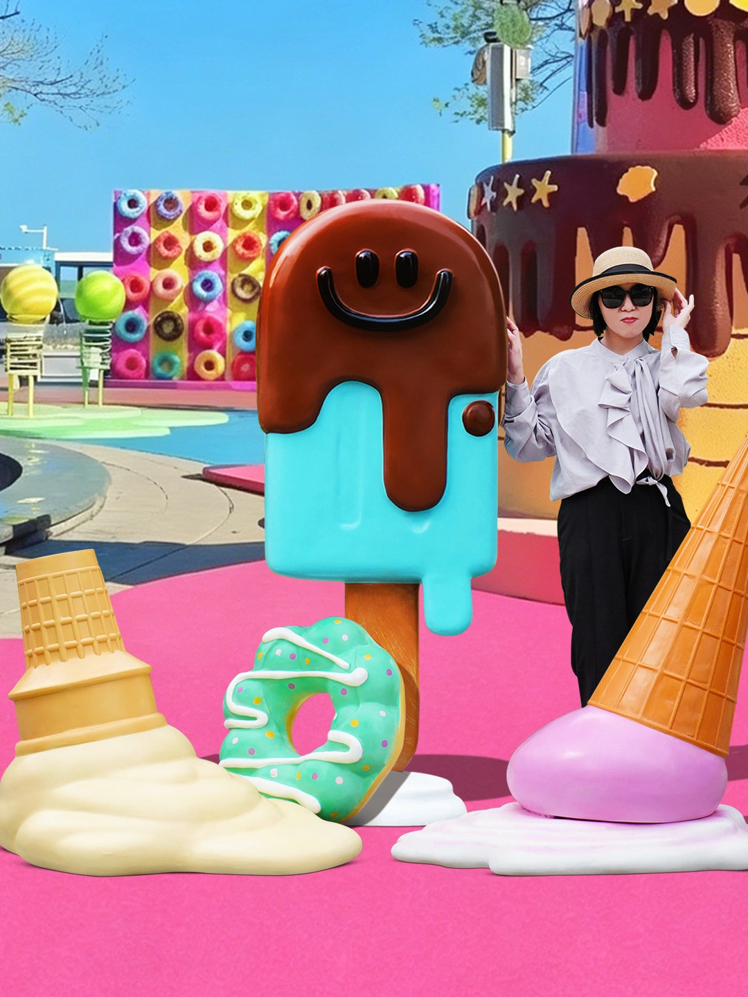 3D Gelato Statue | Oversized Fiberglass Dessert Sculpture for Storefront Decoration