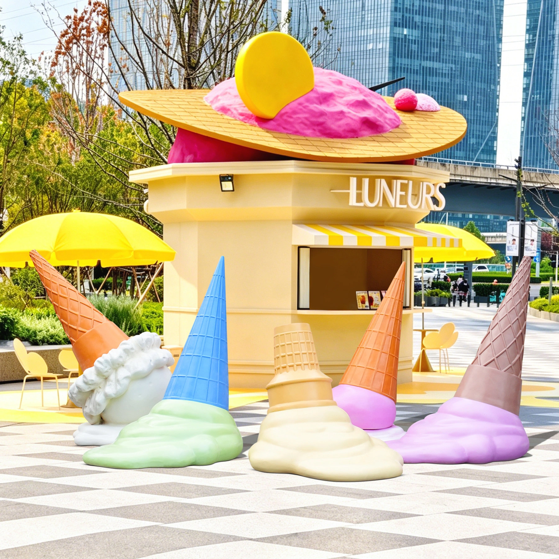 3D Gelato Statue | Oversized Fiberglass Dessert Sculpture for Storefront Decoration
