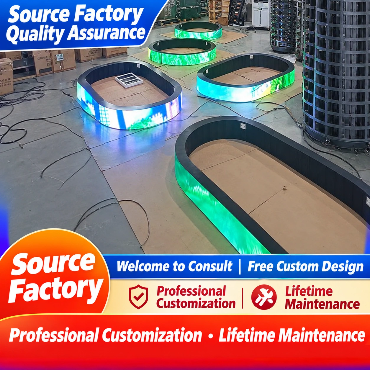 Custom Indoor Curved LED Billboard Screen for Advertising
