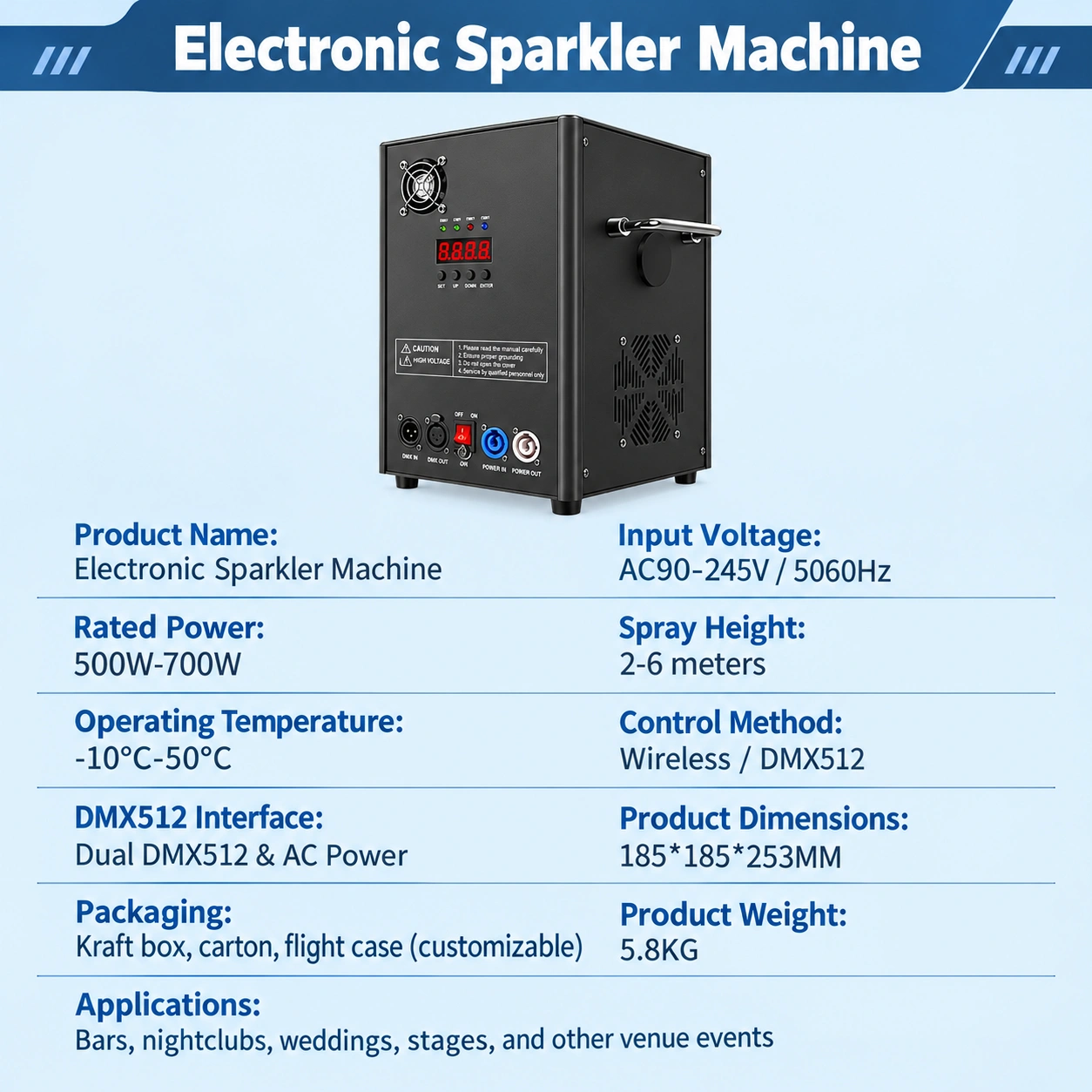 Electronic Sparkler Machine For stage and Event Celebration